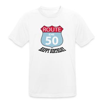Birthday Birthday Route 50 - Men's Breathable T-Shirt - white - Front - AI Model Male 185 dark (185cm)