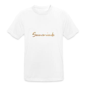 SWINEMÜNDE | SCHRIFTZUG IM SAND - Männer T-Shirt atmungsaktiv - Weiß - Vorne - AI Model Male 185 dark (185cm)