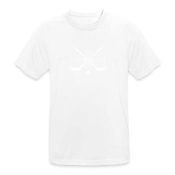 Floorball - Männer T-Shirt atmungsaktiv - Weiß - Vorne - AI Model Male 185 dark (185cm)