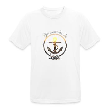 SWINEMÜNDE | ANKER UND MEER - Männer T-Shirt atmungsaktiv - Weiß - Vorne - AI Model Male 185 dark (185cm)