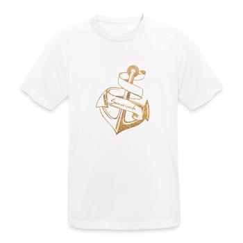 STYLE PORCIN | ANCRAGE ET PLAGE - T-shirt respirant Homme - blanc - Devant - AI Model Male 185 dark (185cm)