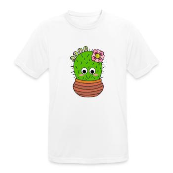 Cactus Chunky Avec Fleur Rose Et Bourgeons - T-shirt respirant Homme - blanc - Devant - AI Model Male 185 dark (185cm)