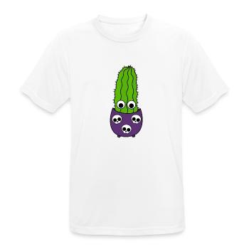 Tall Cactus In Halloween Skull Pot - Men's Breathable T-Shirt - white - Front - AI Model Male 185 dark (185cm)