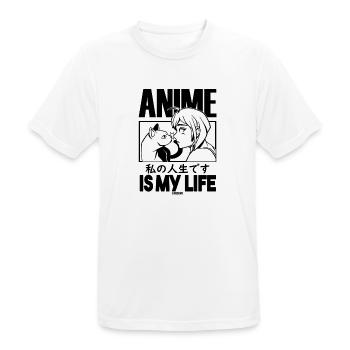 Pet Cat Manga Anime - Men's Breathable T-Shirt - white - Front - AI Model Male 185 dark (185cm)