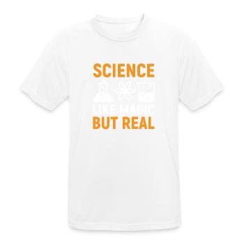 La science comme par magie mais réelle - T-shirt respirant Homme - blanc - Devant - AI Model Male 185 dark (185cm)