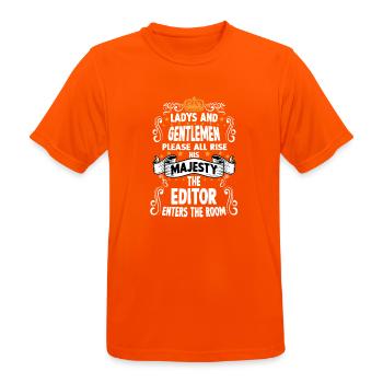 Éditeur T drôle disant Motif Editor - T-shirt respirant Homme - orange néon - Devant - AI Model Male 185 dark (185cm)