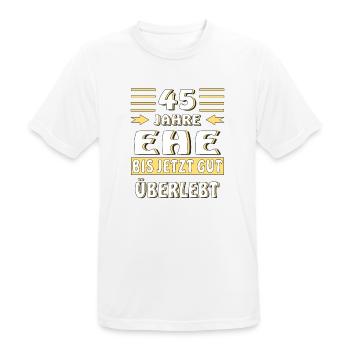 45 JAHRE EHE BIS JETZT GUT ÜBERLEBT - Männer T-Shirt atmungsaktiv - Weiß - Vorne - AI Model Male 185 dark (185cm)