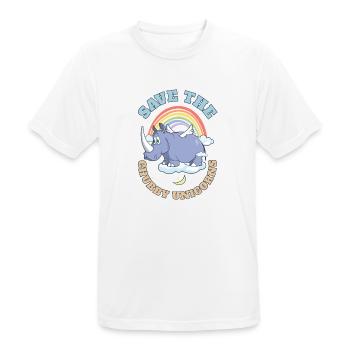 Save The Chubby Unicorns Cute Rhinoceros - Männer T-Shirt atmungsaktiv - Weiß - Vorne - AI Model Male 185 dark (185cm)