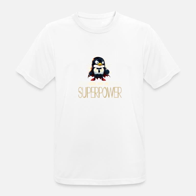 Linux Tux with Sudo Superpower Super-Penguin - Männer T-Shirt atmungsaktiv - Weiß