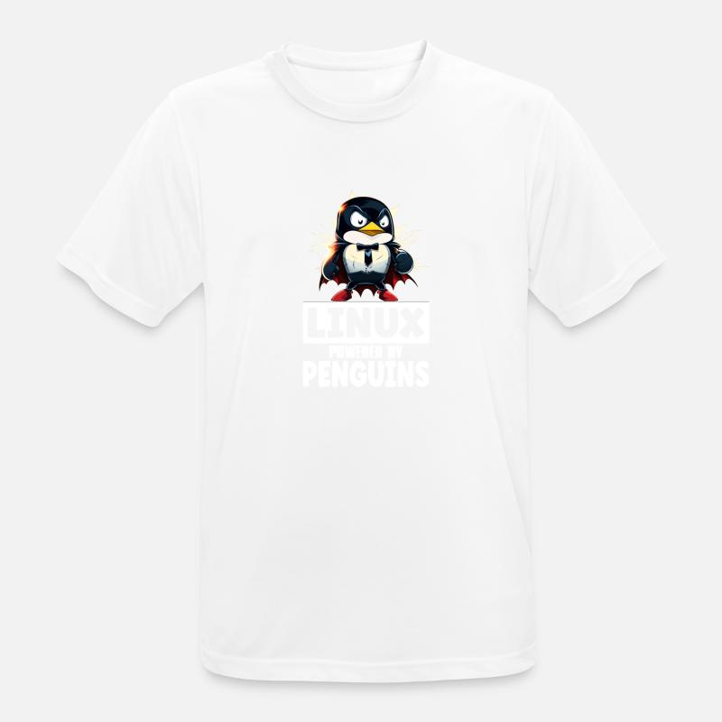Linux Tux Penguin Powered by Sudo Superhero - Männer T-Shirt atmungsaktiv - Weiß