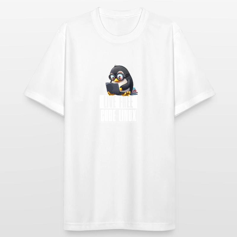 Live Free Code Linux Nerd Tux Nerdy Penguin Coding Männer T-Shirt atmungsaktiv