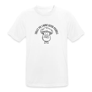 Cueilleur de champignons Chasseurs de champignons Amateurs de champignons Champignons Ferme de champignons - T-shirt respirant Homme - blanc - Devant - AI Model Male 185 dark (185cm)