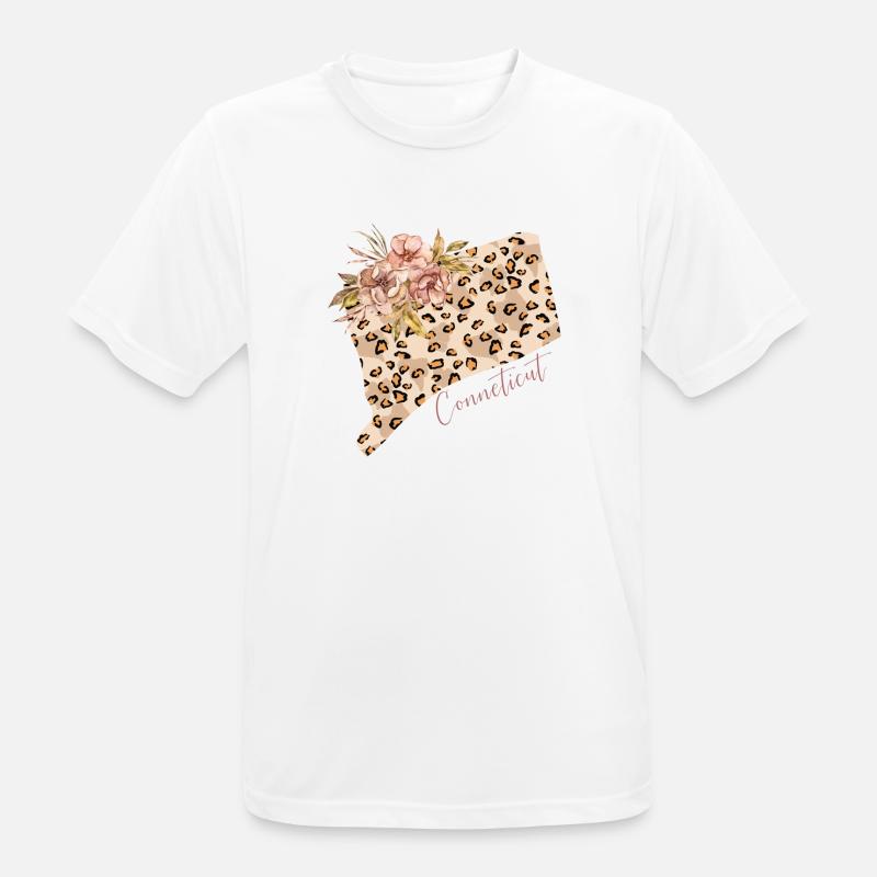 Leopard Print Map State Cenneticut - Men's Breathable T-Shirt - white