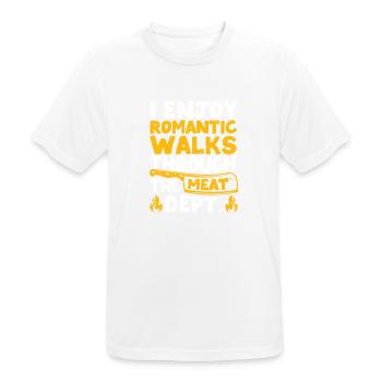 I enjoy romantic walks Fun BBQ - Men's Breathable T-Shirt - white - Front - AI Model Male 185 dark (185cm)