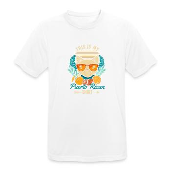 This is my Puerto Rican Shirt Retro Cat Puerto - Männer T-Shirt atmungsaktiv - Weiß - Vorne - AI Model Male 185 dark (185cm)