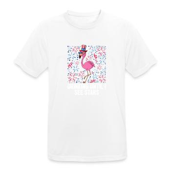 4th Of July Drinking Until I See Stars Flamingo - Männer T-Shirt atmungsaktiv - Weiß - Vorne - AI Model Male 185 dark (185cm)