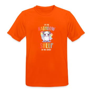Rainbow Sheep LGBT Lesbian Gay Community Pride - T-shirt respirant Homme - orange néon - Devant - AI Model Male 185 dark (185cm)