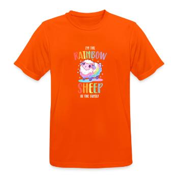 Rainbow Sheep LGBTQ Transgender Pride Community - T-shirt respirant Homme - orange néon - Devant - AI Model Male 185 dark (185cm)