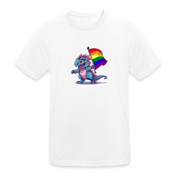 Pride Dinosaur LGBT Gay Lesbian Transgender Cool - Men's Breathable T-Shirt - white - Front - AI Model Male 185 dark (185cm)