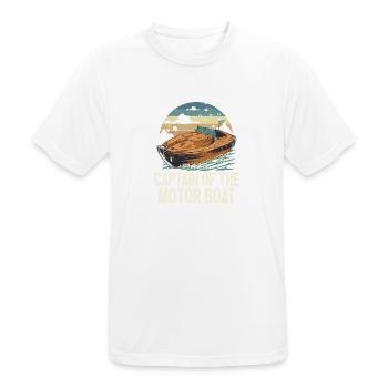 Captain Of The Motor Boat Pontoon King Lake Life - Men's Breathable T-Shirt - white - Front - AI Model Male 185 dark (185cm)
