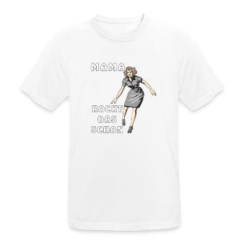 MAMA ROCKT DAS SCHON - Männer T-Shirt atmungsaktiv - Weiß - Vorne - AI Model Male 185 dark (185cm)