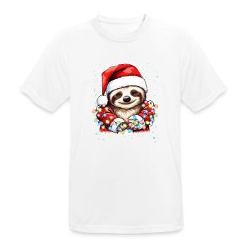 Weihnachtsdeko Faultier mit Weihnachtsbeleuchtung - Männer T-Shirt atmungsaktiv - Weiß - Vorne - AI Model Male 185 dark (185cm)