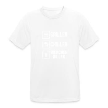 Grillen Chillen Bierchen Killen Bier BBQ Grill - Männer T-Shirt atmungsaktiv - Weiß - Vorne - AI Model Male 185 dark (185cm)
