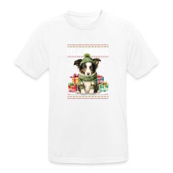 Border Collie Hund Feliz Navidog - Feliz Navidad Ch - Männer T-Shirt atmungsaktiv - Weiß - Vorne - AI Model Male 185 dark (185cm)