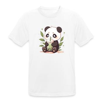 Kawaii Panda trinkt Boba Bubble Tea Chibi - Männer T-Shirt atmungsaktiv - Weiß - Vorne - AI Model Male 185 dark (185cm)