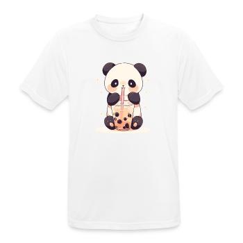 Kawaii Panda trinkt Boba Bubble Tea Chibi - Männer T-Shirt atmungsaktiv - Weiß - Vorne - AI Model Male 185 dark (185cm)
