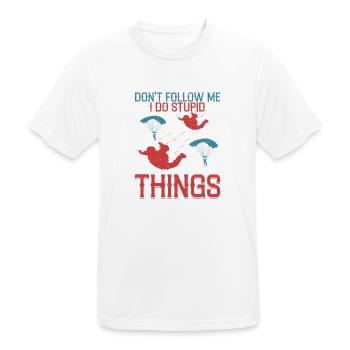 Ne me suis pas, je fais des choses stupides Parach parachutiste - T-shirt respirant Homme - blanc - Devant - AI Model Male 185 dark (185cm)