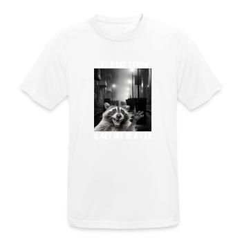 Lets eat Trash and get hit by a Car Raccoon - Men's Breathable T-Shirt - white - Front - AI Model Male 185 dark (185cm)