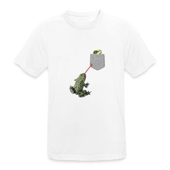 Froschzunge, die nach Kaulquappe in Ihrer Tasche greift - Männer T-Shirt atmungsaktiv - Weiß - Vorne - AI Model Male 185 dark (185cm)