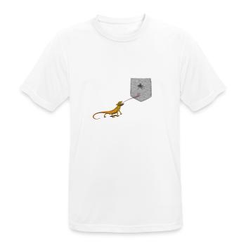 Lizard Tongue Reaching For Fly In Fake Pocket Fun - Men's Breathable T-Shirt - white - Front - AI Model Male 185 dark (185cm)