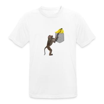 Singe Babouin Atteignant Banane Dans Fausse Poche - T-shirt respirant Homme - blanc - Devant - AI Model Male 185 dark (185cm)