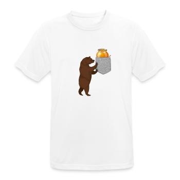 Ours cherchant un baril de miel dans votre fausse poche - T-shirt respirant Homme - blanc - Devant - AI Model Male 185 dark (185cm)