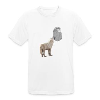 Wolf Heulen Zum Mond In Ihrer Falschen Tasche Lustig - Männer T-Shirt atmungsaktiv - Weiß - Vorne - AI Model Male 185 dark (185cm)
