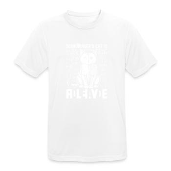 Le chat de Schrödinger mort et vif - T-shirt respirant Homme - blanc - Devant - AI Model Male 185 dark (185cm)