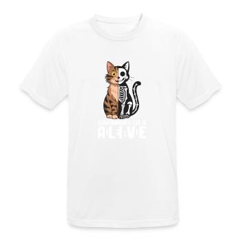 Le chat de Schrödinger mort et vif - T-shirt respirant Homme - blanc - Devant - AI Model Male 185 dark (185cm)
