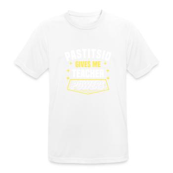 Pastitsio Gives Me Teacher Powers Funny Professor - Men's Breathable T-Shirt - white - Front - AI Model Male 185 dark (185cm)