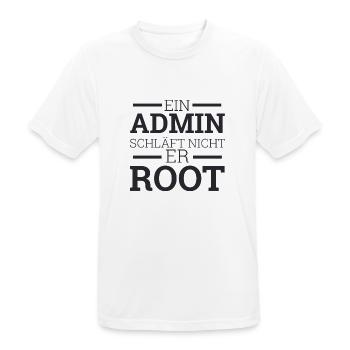 "Admin schläft nicht er Root" | Administrator - Männer T-Shirt atmungsaktiv - Weiß - Vorne - AI Model Male 185 dark (185cm)