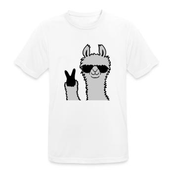 Cool Lama No Drama Llama Peace Sunglasses - Men's Breathable T-Shirt - white - Front - AI Model Male 185 dark (185cm)