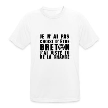 pas choisi etre breton juste chance - T-shirt respirant Homme - blanc - Devant - AI Model Male 185 dark (185cm)