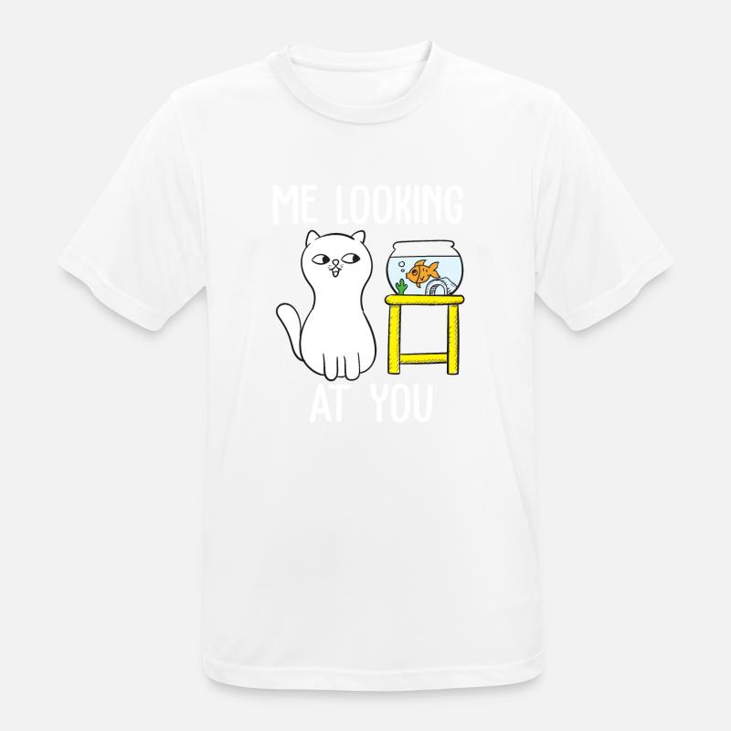 Moi qui te regarde conception de tshirt de chat - T-shirt respirant Homme - blanc