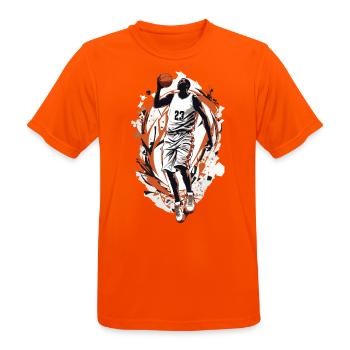 Dynamic Basketball Free Throw Basketball Player - Men's Breathable T-Shirt - neon orange - Front - AI Model Male 185 dark (185cm)