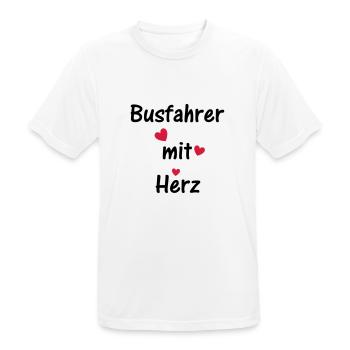 Busfahrer mit Herz - Männer T-Shirt atmungsaktiv - Weiß - Vorne - AI Model Male 185 dark (185cm)