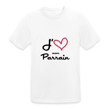 J'aime mon Parrain - T-shirt respirant Homme - blanc - Devant - AI Model Male 185 dark (185cm)