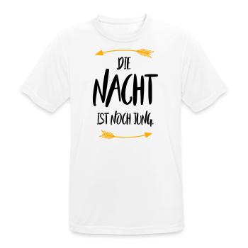 Sprüche Die Nacht ist noch jung - Männer T-Shirt atmungsaktiv - Weiß - Vorne - AI Model Male 185 dark (185cm)