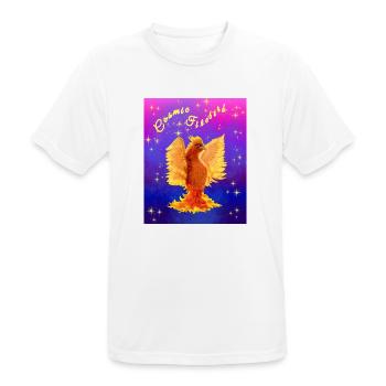 Ein orangefarbener kosmischer Cyber-Vogel - Männer T-Shirt atmungsaktiv - Weiß - Vorne - AI Model Male 185 dark (185cm)