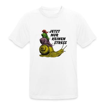 Keinen Stress Schnecken übereinander und Spruch - Männer T-Shirt atmungsaktiv - Weiß - Vorne - AI Model Male 185 dark (185cm)